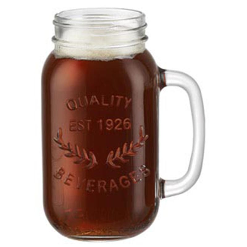 masonware drinking jar beer mug 22 oz w handle 6 cs