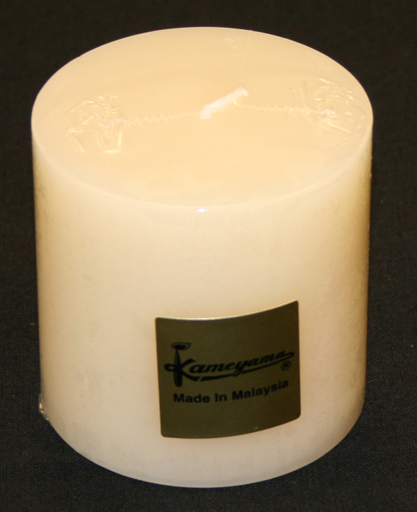 Pillar Candle, 3" x 3" Round Unscented, Ivory
